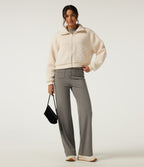 Lapel Long Sleeve Casual Sherpa Jacket with Pockets — Arctic Wolf — view 7