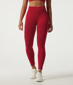 High Waisted Seamless Flow Yoga Leggings — Savvy Red — view 3