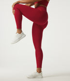 High Waisted Seamless Flow Yoga Leggings — Savvy Red — view 7