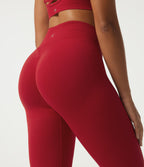 High Waisted Seamless Flow Yoga Leggings — Savvy Red — view 6