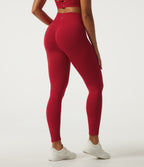 High Waisted Seamless Flow Yoga Leggings — Savvy Red — view 2