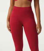 High Waisted Seamless Flow Yoga Leggings — Savvy Red — view 5