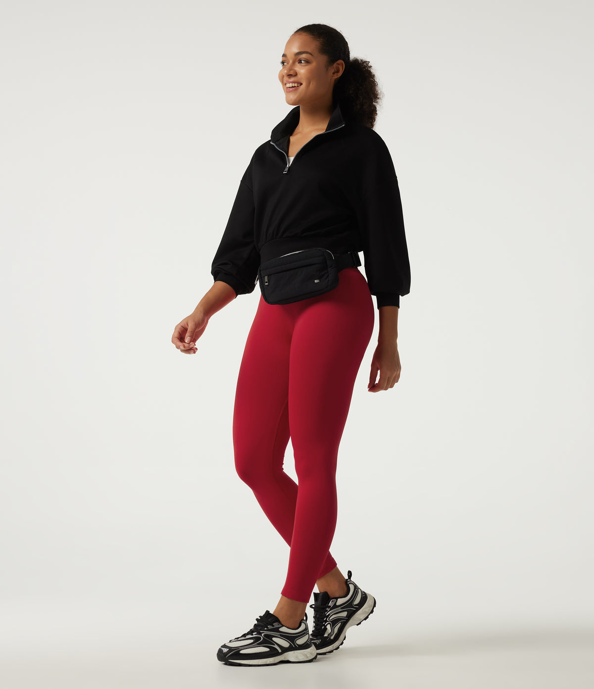 High Waisted Seamless Flow Yoga Leggings — Savvy Red — view 8