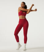 High Waisted Seamless Flow Yoga Leggings — Savvy Red — view 4