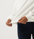 Henley Neck Long Sleeve Waffle Casual Top — White — view 7