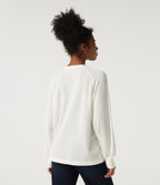 Henley Neck Long Sleeve Waffle Casual Top — White — view 2