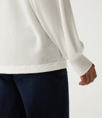 Henley Neck Long Sleeve Waffle Casual Top — White — view 6