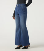 High Waisted Bootcut Casual Cotton Jeans with Pockets — Estate Blue Denim — view 3