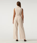 Lapel Collar Sleeveless Straight Leg Work Jumpsuit with Pockets - Edition — Arctic Wolf — view 2