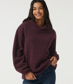 Hooded Long Sleeve Fleece Casual Sweatshirt with Pockets — Blackcurrant — view 5