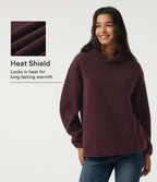 Hooded Long Sleeve Fleece Casual Sweatshirt with Pockets — Blackcurrant — view 1