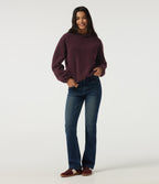 Hooded Long Sleeve Fleece Casual Sweatshirt with Pockets — Blackcurrant — view 8