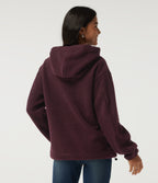 Hooded Long Sleeve Fleece Casual Sweatshirt with Pockets — Blackcurrant — view 2