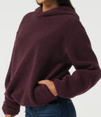 Hooded Long Sleeve Fleece Casual Sweatshirt with Pockets — Blackcurrant — view 6