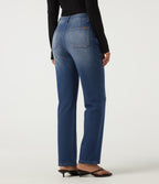 Mid Rise Straight Leg Casual Cotton Jeans with Pockets — Baja Blue Denim — view 2