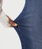 High Waisted Straight Leg Casual Cotton Jeans with Pockets — Tide Blue Denim — view 7