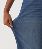 Mid Rise Straight Leg Casual Cotton Jeans with Pockets — Tide Blue Denim — view 7