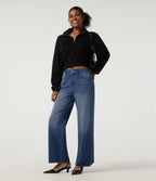 Mid Rise Straight Leg Casual Cotton Jeans with Pockets — Tide Blue Denim — view 8