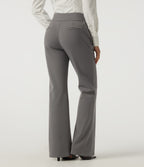 High Waisted Flare Fleece Work Trousers with Pockets — Silent Storm — view 2