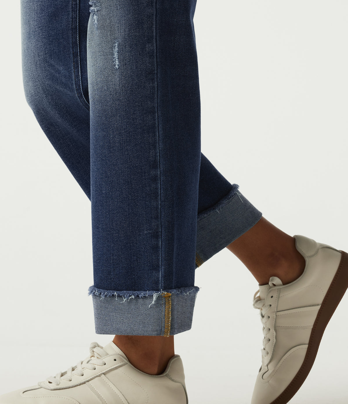 Mid Rise Straight Leg Asymmetric Casual Jeans with Pockets — Tide Blue Denim — view 6
