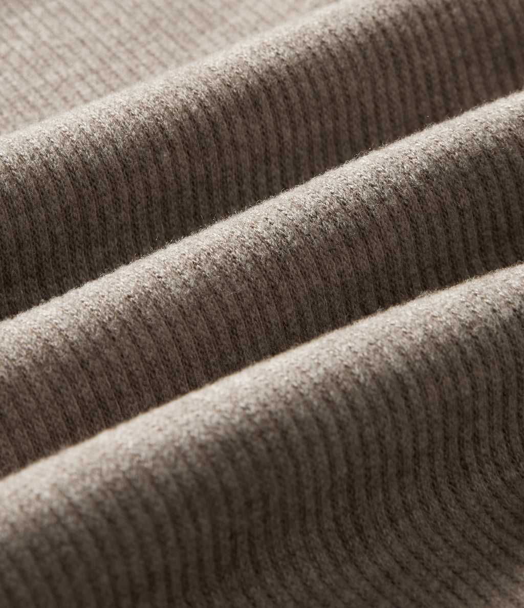 Ribbed Knit Round Neck Long Sleeve Casual Top — Taupe Stripe — view 7