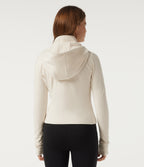 PuffFlex Wrinkle Recovery Hooded Quilted Casual Padded Jacket with Pockets and Thumbholes — Egret — view 2