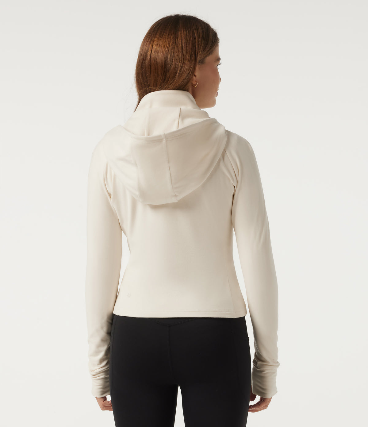 PuffFlex Wrinkle Recovery Hooded Quilted Casual Padded Jacket with Pockets and Thumbholes — Egret — view 2