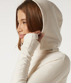 PuffFlex Wrinkle Recovery Hooded Quilted Casual Padded Jacket with Pockets and Thumbholes — Egret — view 6