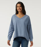V Neck Long Sleeve Waffle Casual T-Shirt — Troposphere — view 4
