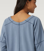 V Neck Long Sleeve Waffle Casual T-Shirt — Troposphere — view 6