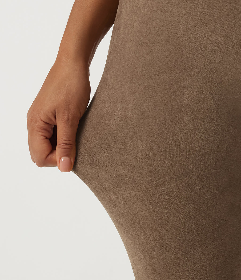 High Waisted Skinny Casual Leggings with Pockets — Coca Mocha — view 6