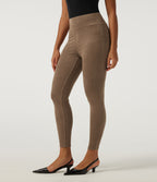 High Waisted Skinny Casual Leggings with Pockets — Coca Mocha — view 1