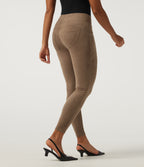 High Waisted Skinny Casual Leggings with Pockets — Coca Mocha — view 2