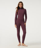 High Neck Long Sleeve Ruched Contrast Mesh Yoga Sports Top — Red Mahogany — view 6