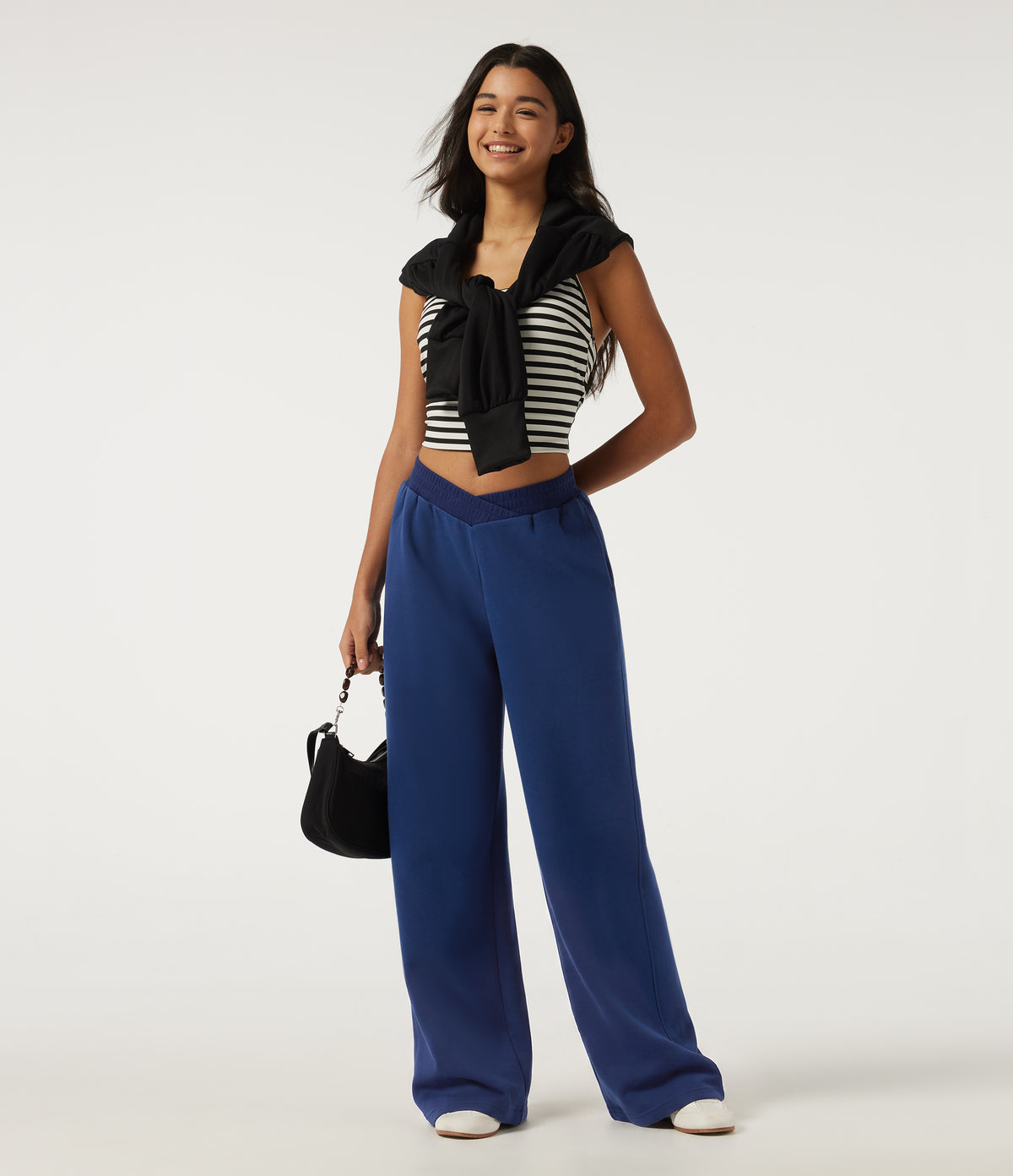Low Rise Crossover Straight Leg Casual Sweatpants with Pockets — Blueprint — view 6