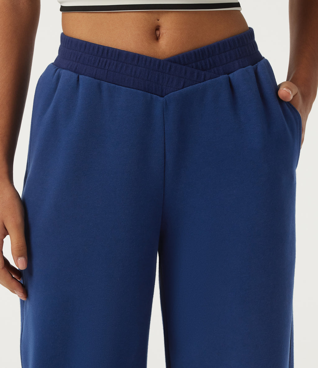 Low Rise Crossover Straight Leg Casual Sweatpants with Pockets — Blueprint — view 4