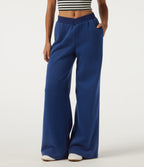 Low Rise Crossover Straight Leg Casual Sweatpants with Pockets — Blueprint — view 1