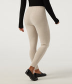 Ribbed Knit High Waisted Skinny Casual Leggings with Pockets — Fog — view 2