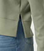 SpacerTek Lapel Long Sleeve Slit Hem Casual Sweatshirt — Asparagus — view 6