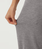 Mid Rise Straight Leg Tie Front Wrapped Yoga Trousers with Pockets — Mottled Earth Gray — view 6