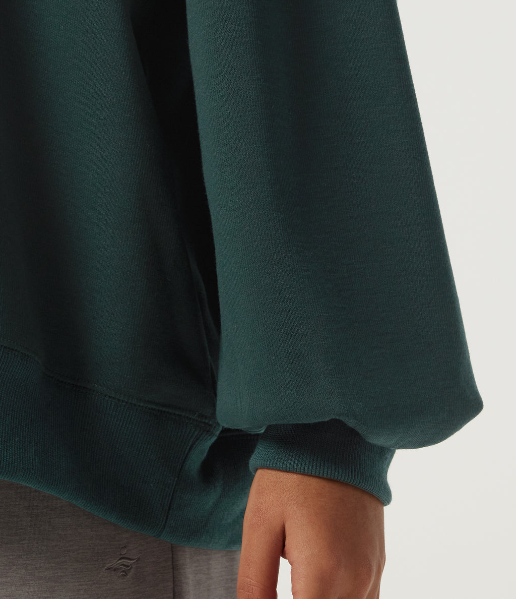 Round Neck Long Sleeve Fleece Casual Sweatshirt — Darkest Spruce — view 6