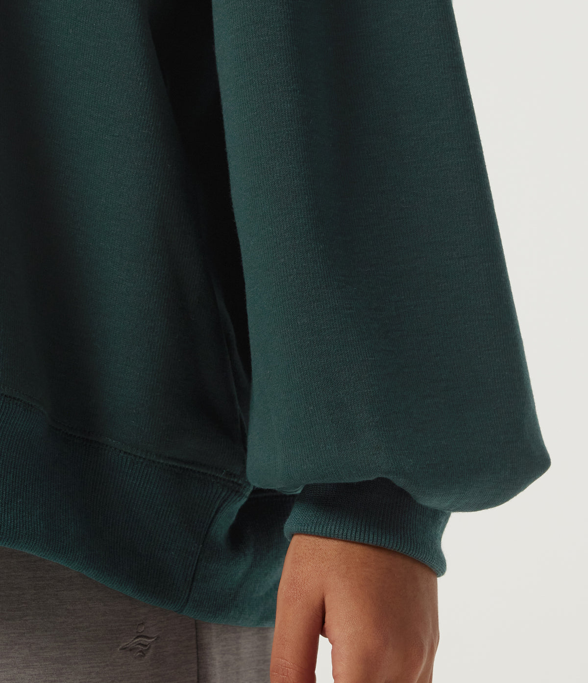 Round Neck Long Sleeve Fleece Casual Sweatshirt — Darkest Spruce — view 6