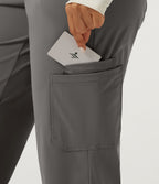 Wrinkle Recovery Quick Dry High Waisted Tapered Workout Joggers with Pockets — Steel Gray — view 6