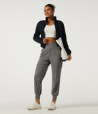 Wrinkle Recovery Quick Dry High Waisted Tapered Workout Joggers with Pockets — Steel Gray — view 8