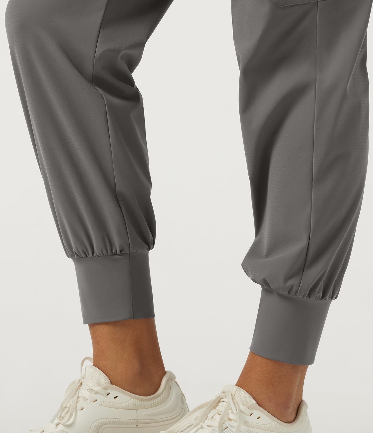 Wrinkle Recovery Quick Dry High Waisted Tapered Workout Joggers with Pockets — Steel Gray — view 7