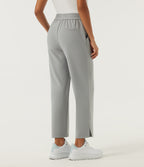 High Waisted Straight Leg Golf Trousers with Pockets-Golf Tee — Forest Fog — view 2
