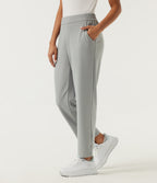High Waisted Straight Leg Golf Trousers with Pockets-Golf Tee — Forest Fog — view 3