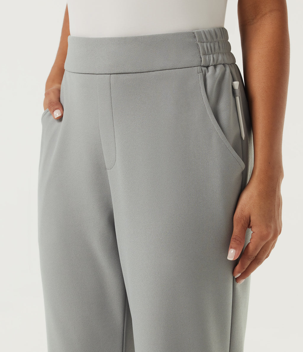 High Waisted Straight Leg Golf Trousers with Pockets-Golf Tee — Forest Fog — view 6