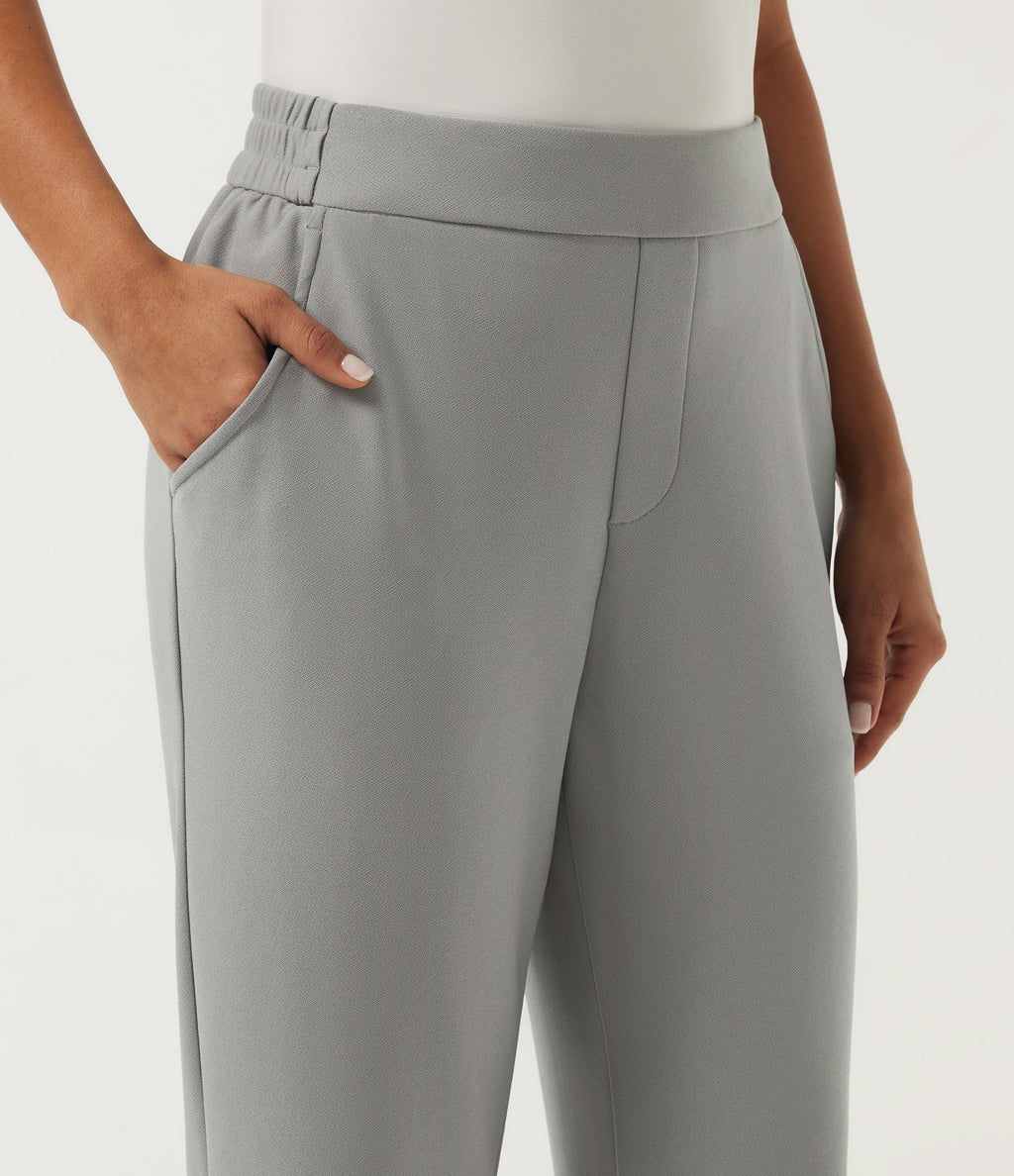 High Waisted Straight Leg Golf Trousers with Pockets-Golf Tee — Forest Fog — view 4