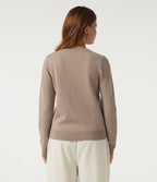 V Neck Long Sleeve Work Jumper — Daywall Beige — view 2